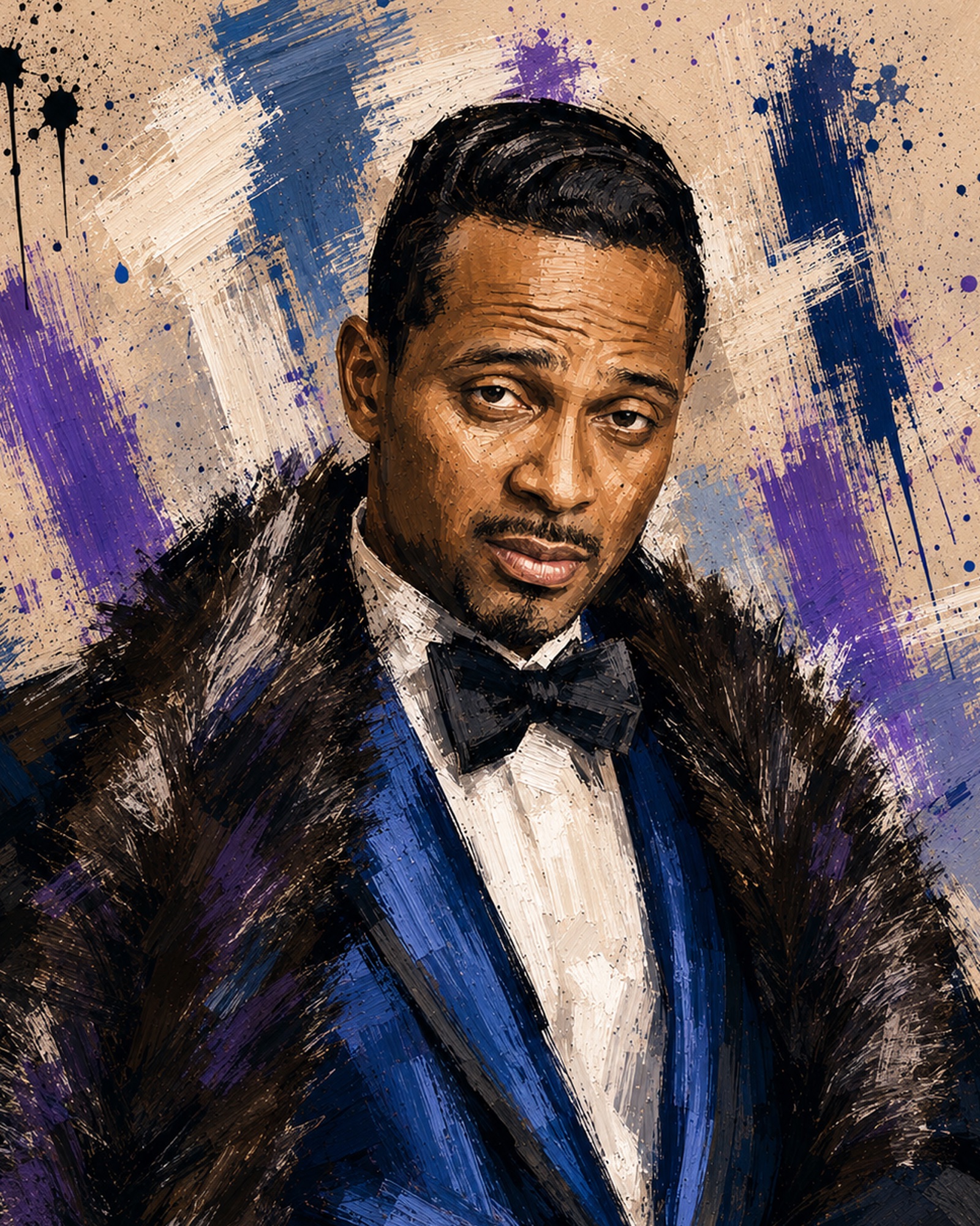 Painted portrait of Mike Epps as Satin Struthers in Sparkle