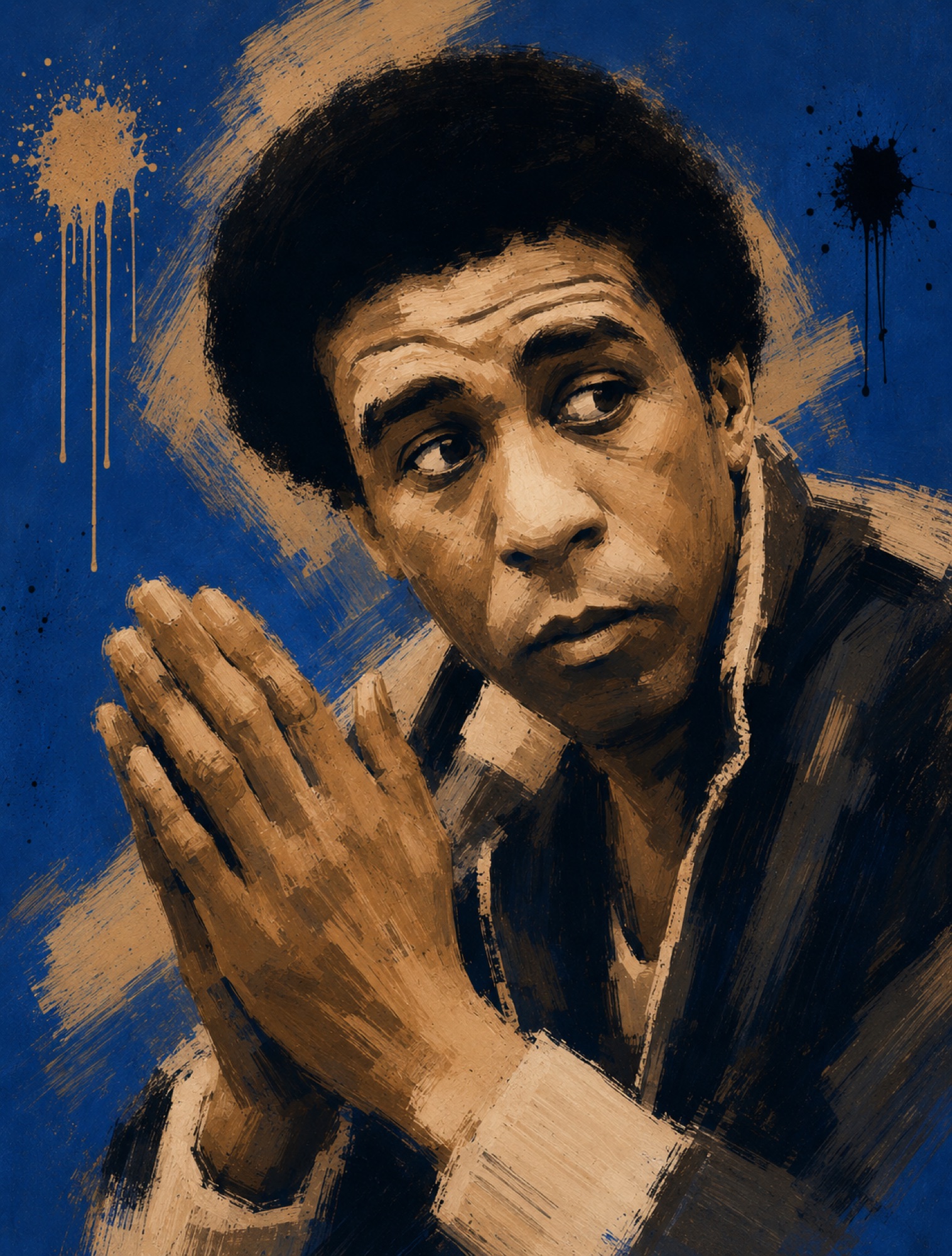 Painted portrait of Richard Pryor as Zeke in Blue Collar